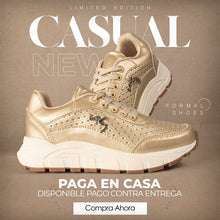 Cargar imagen en el visor de la galería, TENIS VLEZ DORADO CASUAL
