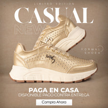Cargar imagen en el visor de la galería, TENIS VLEZ DORADO CASUAL
