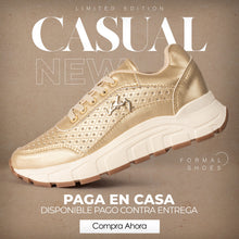 Cargar imagen en el visor de la galería, TENIS VLEZ DORADO CASUAL
