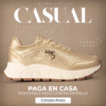 Cargar imagen en el visor de la galería, TENIS VLEZ DORADO CASUAL
