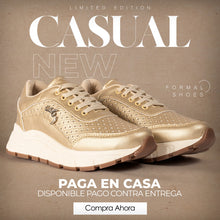 Cargar imagen en el visor de la galería, TENIS VLEZ DORADO CASUAL
