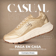 Cargar imagen en el visor de la galería, TENIS VLEZ DORADO CASUAL
